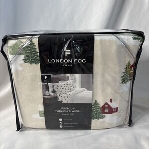 London Fog Home Premium Turkish Full Flannel Sheet‎ Set Winter Cabin Cottage